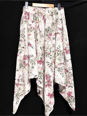 Floral Handkerchief Hem Skirt Fairycore Poetcore Coquette Boho Romantic Small